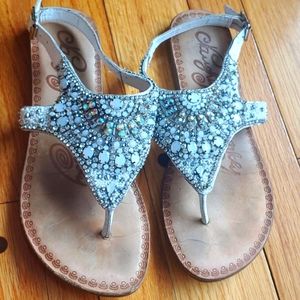 Naughty Monkey white crystal sandals